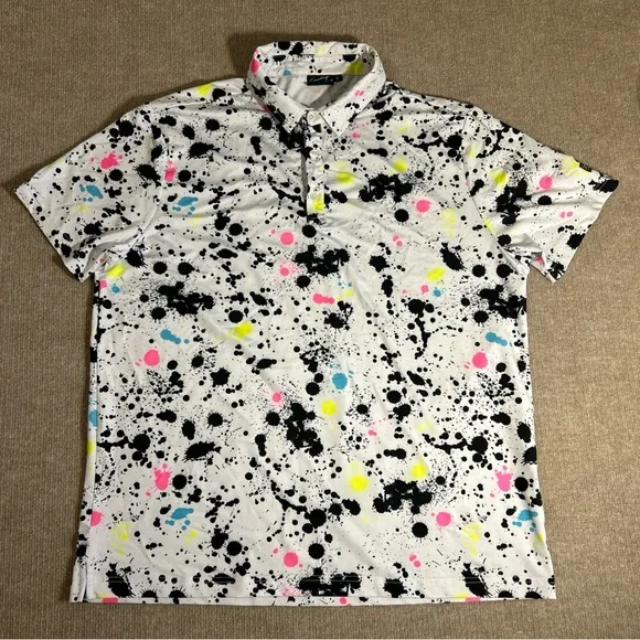 Sunday Swagger Men's XL Multicolor Splatter Print Shirt - Picture 2 of 7